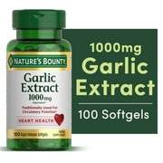 Nature's Bounty Garlic 1000 mg Softgels, Heart & Circulatory Health Cholesterol Support, Herbal Supplement, 100 Count