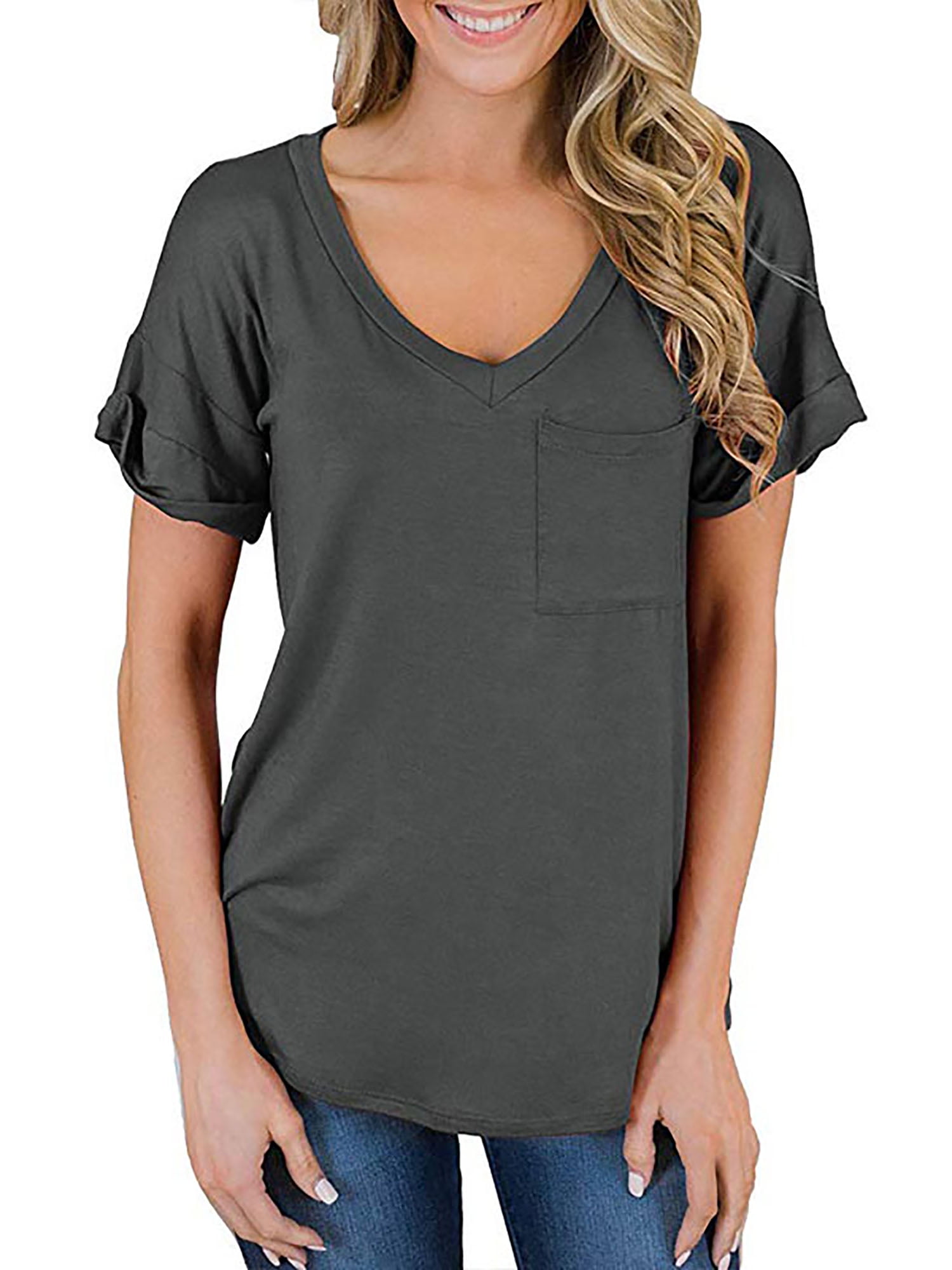Casual Blouse Pockets Tee Shirt 