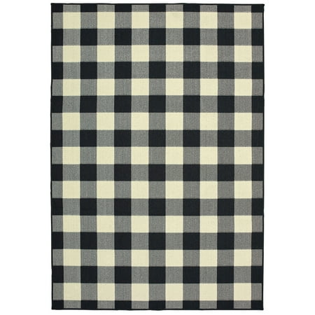 Sphinx Marina Area Rug 1932K Black Plaid Country 7 10 x 10 10 Rectangle