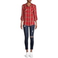 thumbnail image 2 of No Boundaries Juniors' Button-Front Plaid Shirt, 2 of 5