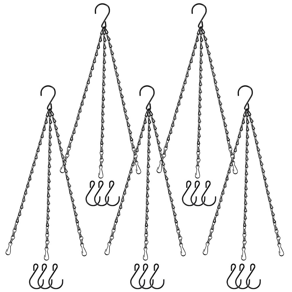 GLFILL Black Double Hook Iron Chain 50Cm Garden Flower Pot Flower Basket Hanging Chain