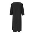 thumbnail image 4 of Women Fashion Solid Round Neck Pocket Quarter Sleeve Casual Loose Long Dress Womens Casual Summer Dress Long Sleeve Dresses Casual for Women Dress Ruffles Women Womens Long Dresses Woman Maxi Dresses, 4 of 4