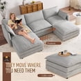 thumbnail image 3 of Muumblus 4 Pieces Living Room Furniture Sets, Modular L-Shaped Sofa and Chaise Lounge Chair with 2 Movable Ottoman, Gray Chenille, 3 of 9