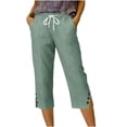 thumbnail image 6 of Ladies Cropped Trousers,Elasticated Waist Capri Pants for Women,Casual Plain Drawstring Loose Summer Trousers with Pockets Lightweight Straight Leg 3/4 Lounge Pants, 6 of 6