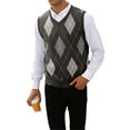 thumbnail image 3 of Langwyqu Sleeveless V-Neck Argyle Print Men Knit Vest Pullover, 3 of 5