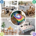 thumbnail image 4 of Rainbow Tie Dye Radial Pattern Rectangle Tablecloth 60"x84",Waterproof Polyester Rectangle Table Cloth, Wipeable Spillproof Polyester Tablecloth for Dining, Camping, Indoor and Outdoor, 4 of 5