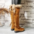 thumbnail image 6 of SACFOF Women's Winter Over The Knee Boots Fur Lined Thigh High Low Heel Faux Suede Combat Boots Riding Winter Snow Boots, 6 of 6