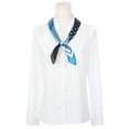thumbnail image 2 of INSPIRE CHIC Women Contrast Color Polka Dots Printed Scarf, 27.6x27.6" Square Satin Symmetrical Neck Scarves Neckerchief 27.6x27.6"(LxW) Blue Black, 2 of 5