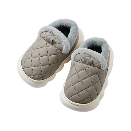 

Harsuny Girls Warm Slippers Low Top Fuzzy Slipper Plush Lining Bootie Winter Non-slip Lightweight House Shoes Dimond Shoe Gray 12C