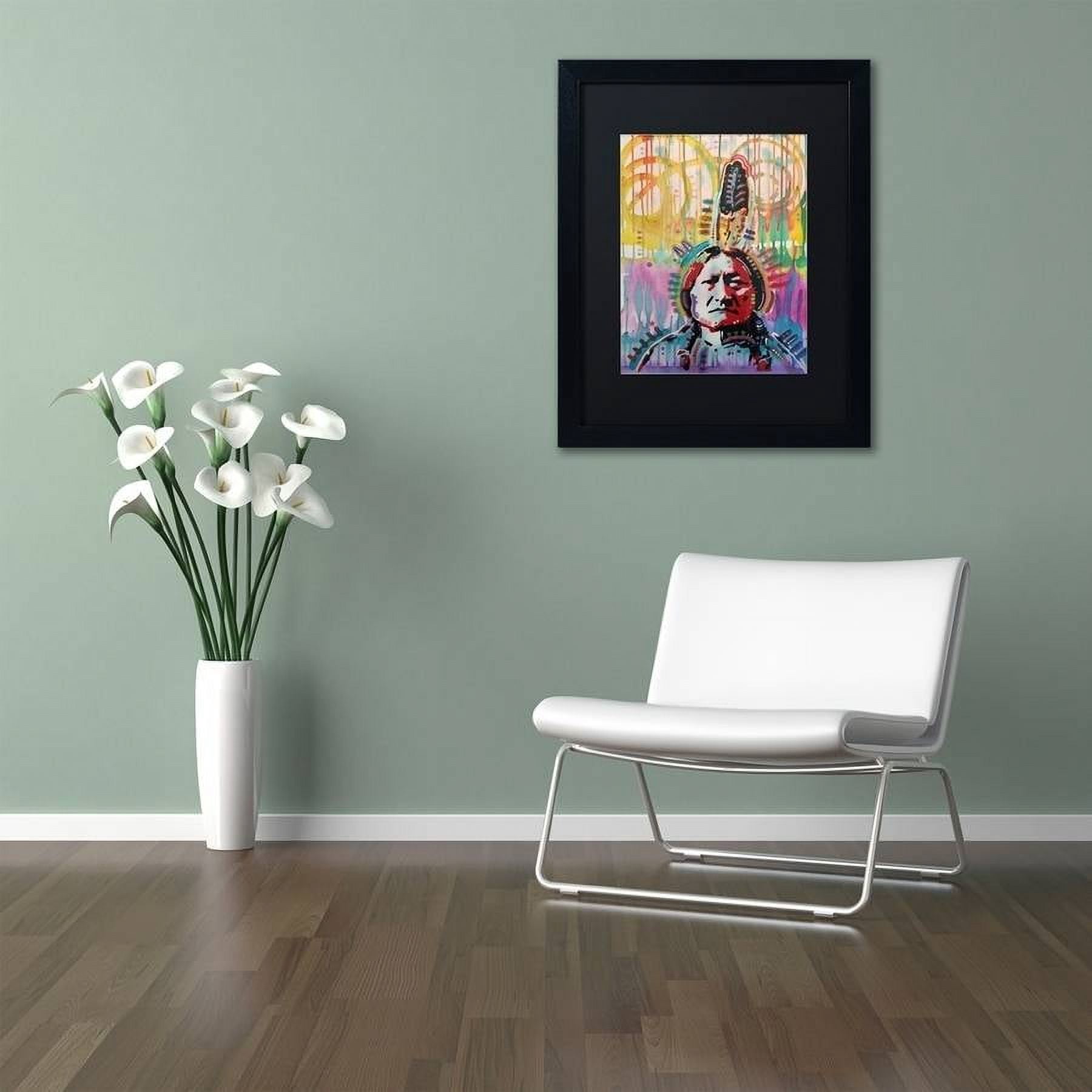 Trademark Fine Art "Sitting Bull 2" Canvas Art by Dean Russo, Black Matte, Black Frame