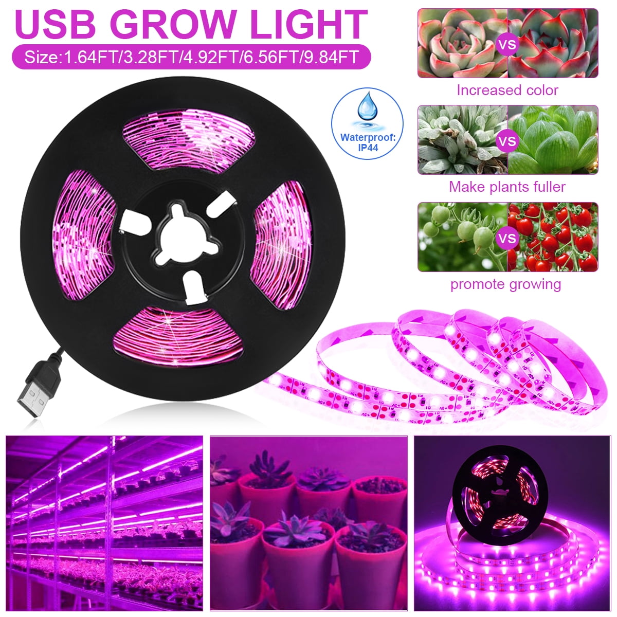 Details about   USB LED Grow Light Strip Full Spectrum 2835LED Outdoor Indoor Plant Growing Lamp 