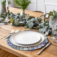 thumbnail image 2 of Middle Century Round 13 Inch Placemats Set of 6, Vintage Farmhouse Bohemia Style Blue HeatResistant Non Slip Place Mats for Dining Table, Wipeable Braided Kitchen Table Mats for Housewarming, 2 of 9