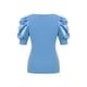 thumbnail image 4 of VISgogo Tops de punto para mujer, manga corta abullonada, cuello profundo, color sólido, fiesta en la calle, camisa envuelta de verano VISgogo moda, 4 of 9