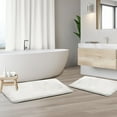 thumbnail image 4 of Nestl Set of 2 Absorbent Memory Foam Bath Mat Set Bathroom Rugs, White, Large Size 20"x32" Small Size 17”x24”, 4 of 8