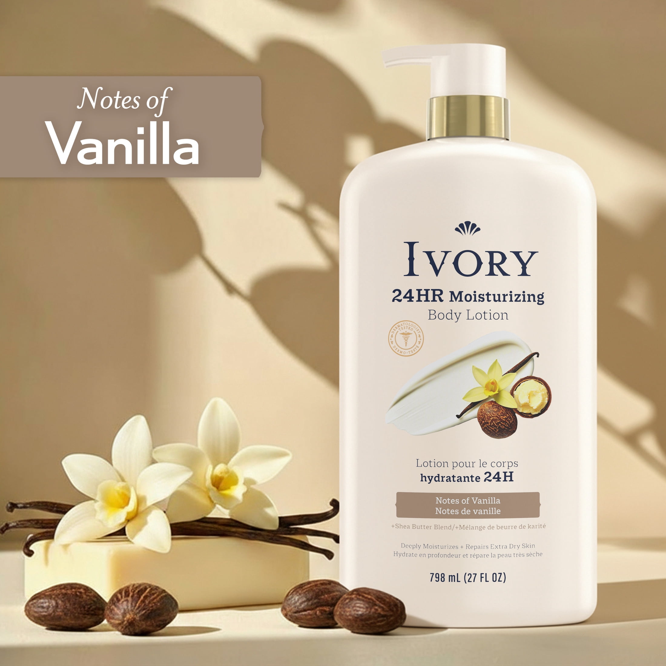 Ivory Body Lotion, Notes of Vanilla Scent, 27 fl oz