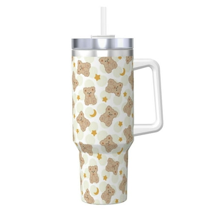 

Matuu Kawaii Bear for 40OZ Ice Cup with Handle Durable Thermal Cups Keep Drinks Cold and Hot Insulated Car Mug with Lid
