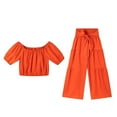 thumbnail image 4 of Conjunto moderno para el día: top con cuello cuadrado y mangas abullonadas y pantalones de pierna ancha - Poliéster - Ropa informal/de vacaciones, 4 of 8