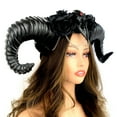 thumbnail image 2 of Steampunk Style Luxury Metallic Ram Goat Horn Devil Headband Halloween Costume Masquerade Cosplay Prom Ball Party, 2 of 4