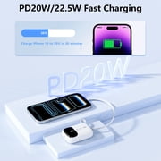 Yoobao Mini Power Bank 22.5W Fast Charging with LED Display, 10000mAh Portable Charger with Built-in Cables, 3 Outputs 1 Input Battery Pack Compatible with iPhone 16 15 iPad Samsung, White