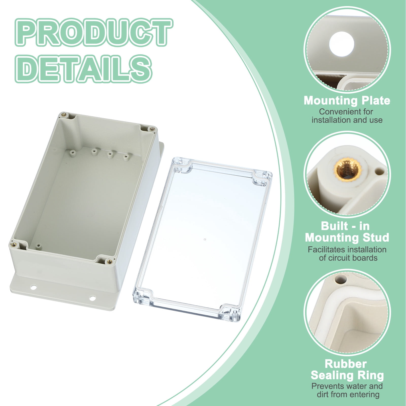 Uxcell Junction Box, Electrical Enclosure Box ABS Plastic Waterproof Outlet Plug Cover Cord Protector with Mounting Plate for Outdoor Indoor Electric Projects White/Transparent 200 x 120 x 75 mm