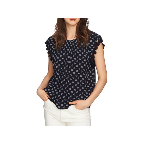 1.State Womens Tassel Pleated Blouse