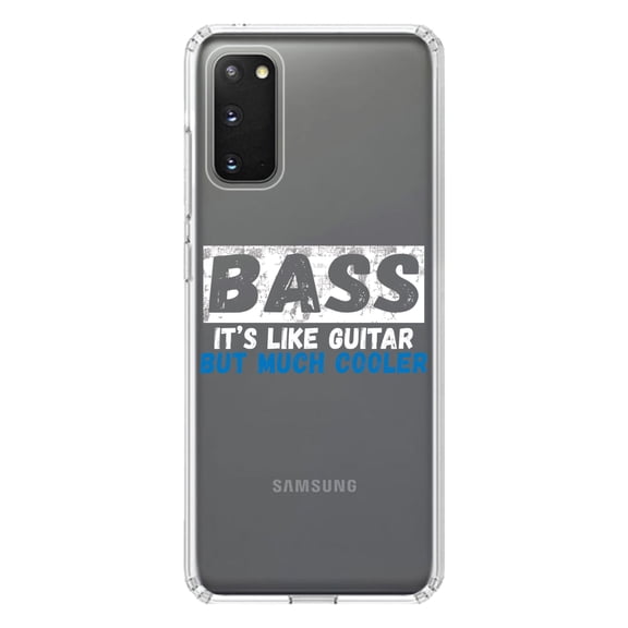 DistinctInk Clear Shockproof Hybrid Case for Galaxy S20 ULTRA / 5G (6.9" Screen) - TPU Bumper Acrylic Back Tempered Glass Screen Protector - Bass - It's Like Guitar But Much Cooler