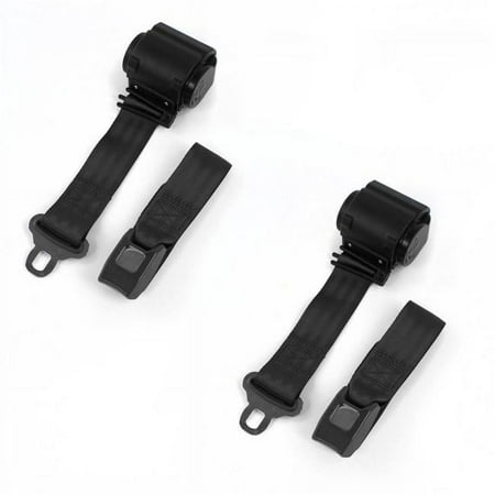 Standard 2 Point Black Retractable Bucket Seat Belt Kit with 2 Belts for 1960-1969 Chevy Corvair