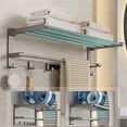 thumbnail image 3 of Toallero de baño de acero inoxidable con barra y ganchos, plegable for pared., 3 of 6