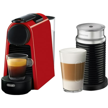 Nespresso - Essenza Mini  Espresso Machine by De'Longhi with Aeroccino Milk Frother - Ruby Red