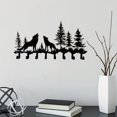 thumbnail image 3 of IVV Wall Mount Key Holder, Sturdy 8-Hook Iron Organizer for Bedroom, Kitchen, Doorway, Howling Wolves Accent, 1 Pack, Black, 3 of 7