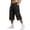 Black, variant on Men's 3/4 Cargo Pants Below Knee Wide Leg Cropped Trousers Elastic Waist Drawstring Flap Pockets Capris for Skateboard Streetwear, Khaki, XXL