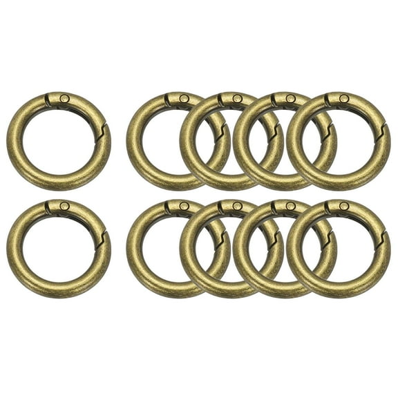Uxcell Metal Spring O Rings 0.75", 10 Pack Zinc Alloy Round Snap Clip Keyring Buckle for DIY Crafts, Bronze