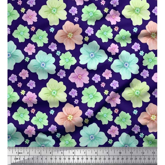 Soimoi Cotton Duck Fabric Artistic Floral Print Fabric by The Yard 56 Inch Wide