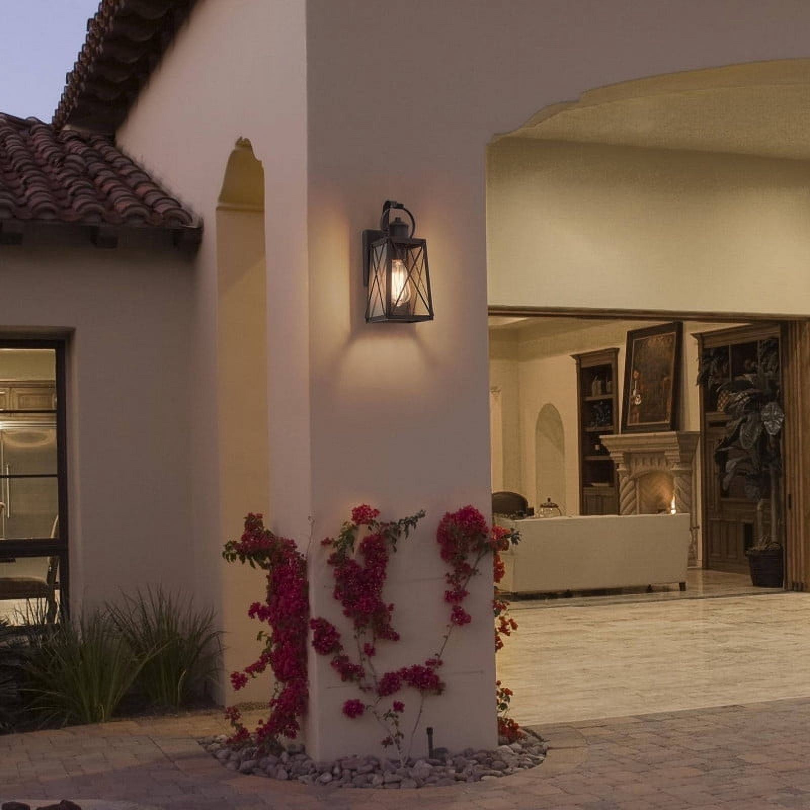 LNC 1-Lgiht Black Modern Rustic Outdoor Wall Sconce/ Glass Bronze Finish