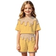 thumbnail image 4 of Bobifish Toddler Girls Summer Beach Outfit Sets Ice Cream Dripping Chocolate Print Short Sleeve Tee+Shorts Children Girls Sets, 4 of 4
