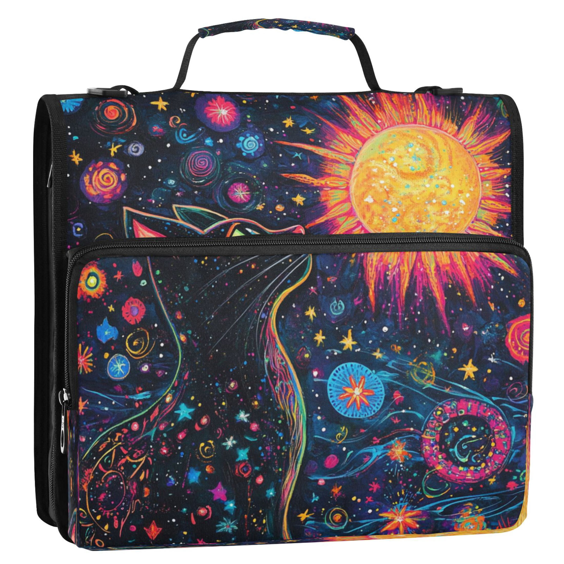 YAZAOO Zipper Binder trapper keeper Documents Organized Design Cosmic Cat Printed