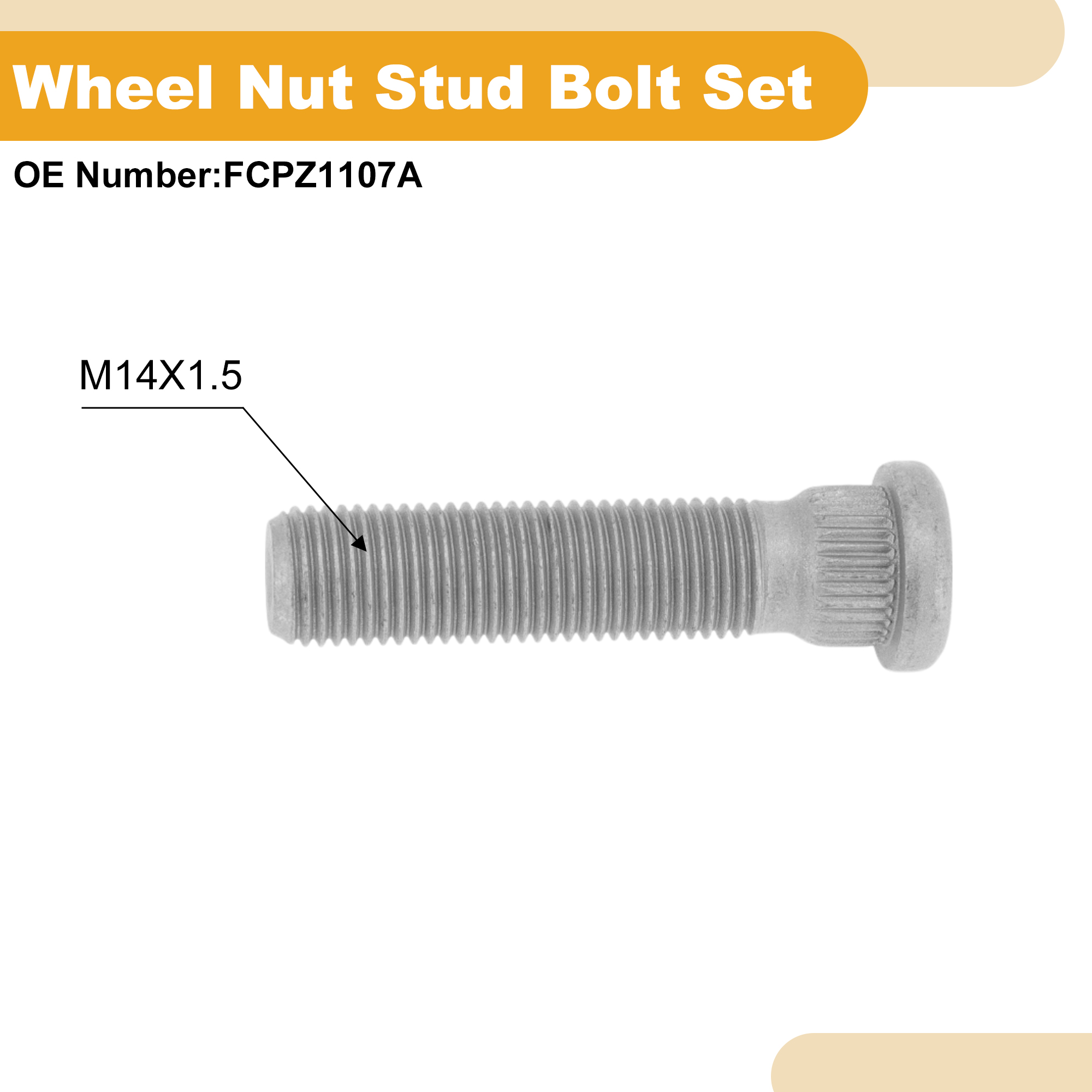 Unique Bargains 5 Pcs M14x1.5 Wheel Lug Stud for FORD F150 2016-2025 Wheel Bolt Set