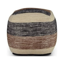 Steve Silver Jamal Square Handwoven Beige/ Brown/ Black Wool Pouf