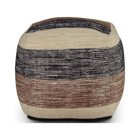 Steve Silver Jamal Square Handwoven Beige/ Brown/ Black Wool Pouf