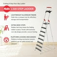 thumbnail image 4 of Hailo Folding 8 Step Non-Slip Ladder for Home & Kitchen, L100, Silver/Black, 4 of 13