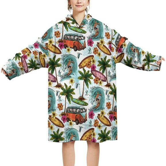 Manatee Animal Blanket Hoodie Sweatshirt, Fleece Pullover with Large Front Pocket, for Adults Men Women