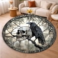 thumbnail image 5 of Round Area Rug, Moon Skull Raven Non-Slip Floor Mat, Soft Washable Carpet for Living Room Bedroom Decor 24 Inch, 5 of 6