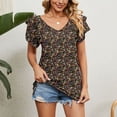 thumbnail image 3 of Lovzfmll Womens Summer Tops! Womens Summer T Shirts Casual Short Sleeve Tops Trendy Blouses V Neck Tunic Light Black L, 3 of 5