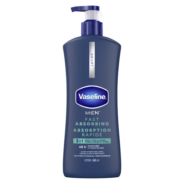 Vaseline Men Fast Absorbing 3 in 1 Body, Face & Hands Lotion