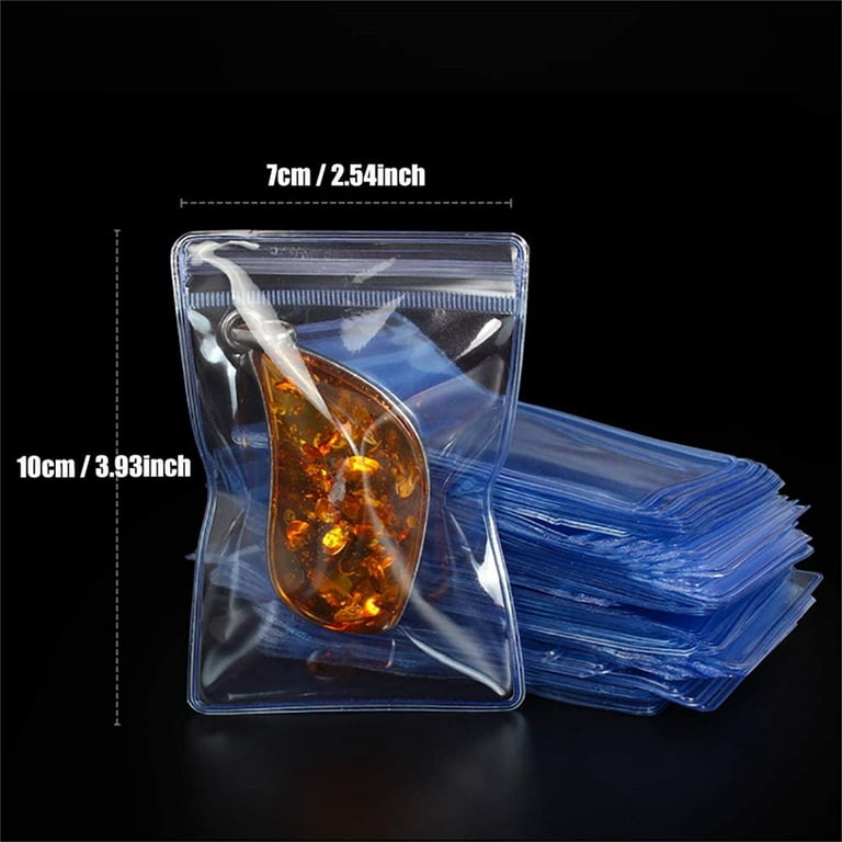 100 Pack PVC Clear Jewelry Anti Oxidation Zipper Bag Antitarnish