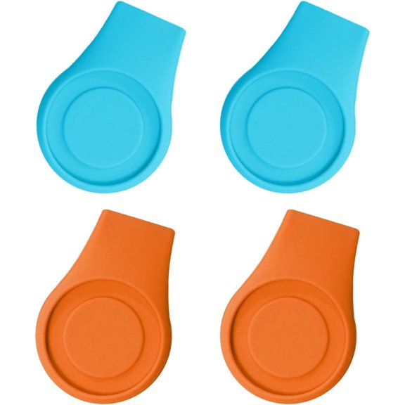 ABCISI Golf Hat Clip Ball Marker Holder, 4 Pack Silicone with Strong Magnetic Attach to Pocket Cap Edge Gifts for Golfers Men Women (Blue&Orange)
