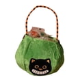 thumbnail image 2 of Green Halloween Candy Carry Bag, Halloween Bags for Student, Trick Or Treat Bag, Halloween Party Favor Bags, Soft Halloween Fabric Construction with Striped Basket with Handle,, 2 of 7