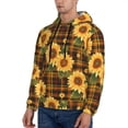 thumbnail image 3 of Sikiie Yellow Black Plaid Sunflower Men's Hoodie, Essentials Hoodie, Sweatshirt, Pullover Hooded Sweatshirt for Men-Small, 3 of 7