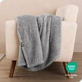 thumbnail image 6 of Bare Home Faux Shearling Blanket - Dual Layer - Fluffy & Soft - Lightweight - Full/Queen, Light Gray, 6 of 7