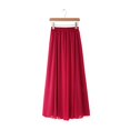 thumbnail image 2 of BAETEUY Women Chiffon Skirt Elastic High Waist Pleated Ankle-Length Skirt Solid Color Flowy Hem Long Skirt Daily Wear, 2 of 8